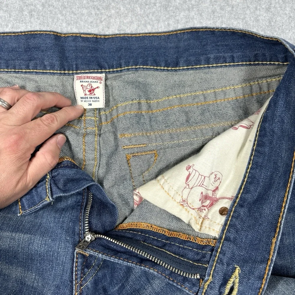 True Religion Men's Boot Cut Jeans Size 36(Fit 37x32) Medium Wash Fade Made USA